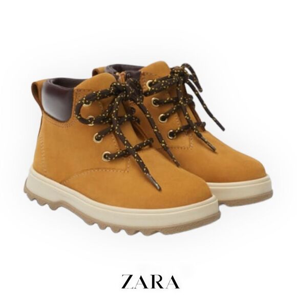 ZARA Kids | Mustard | LEATHER BOOTS - Picture 1 of 7